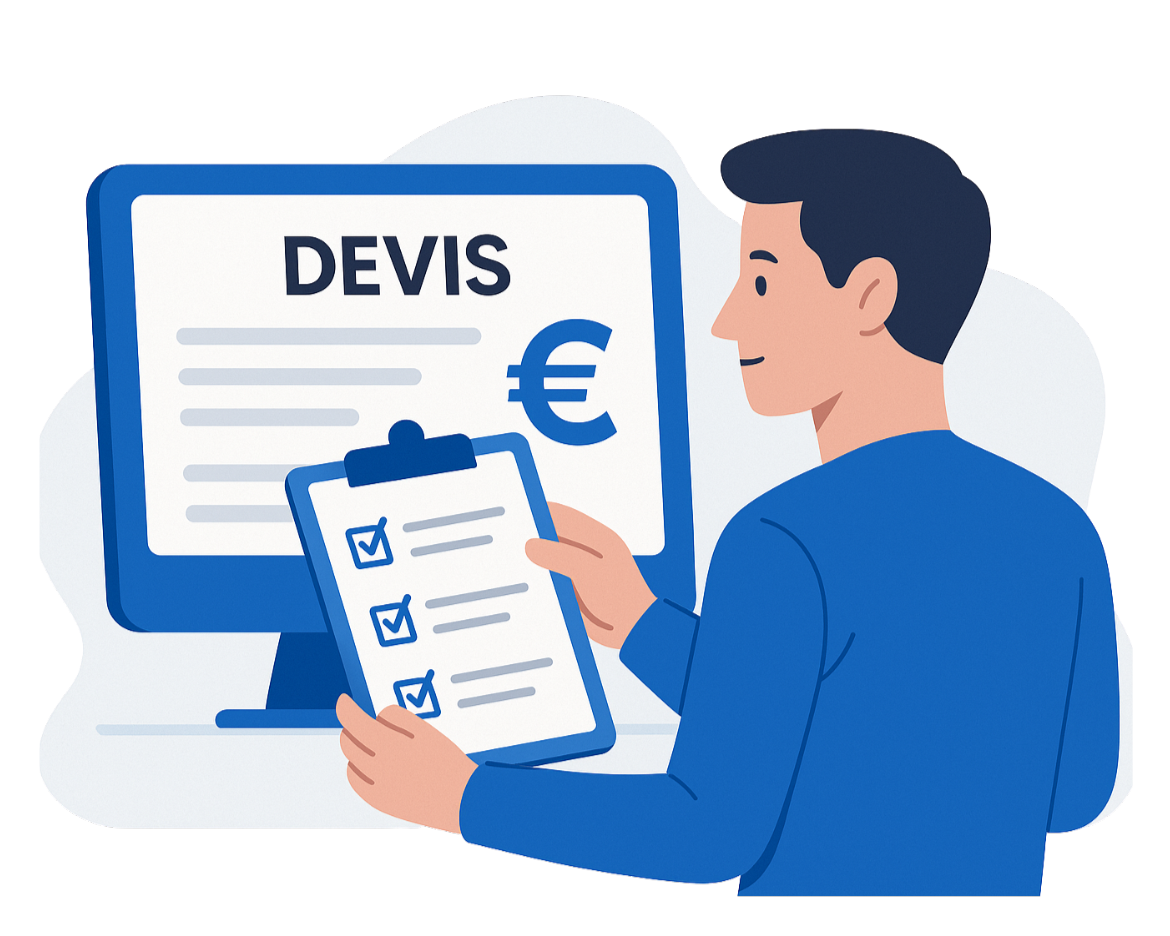 Icône représentant un devis avec un stylo