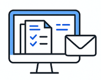 Enveloppe et check-list sur écran – symbole de gestion administrative